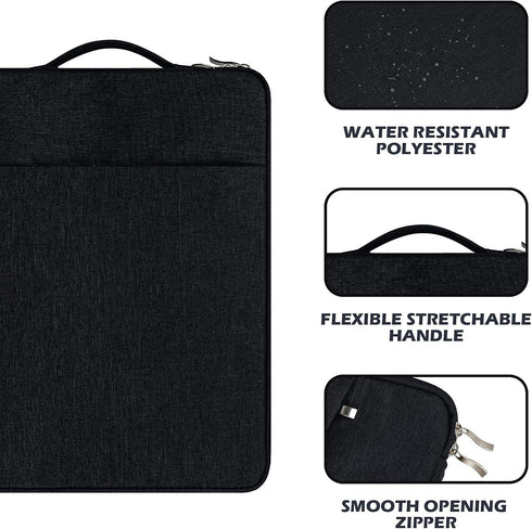 RAINYEAR 15.6 Inch Laptop Sleeve Case for 15.6" Notebook, Handbag with Handle Strap, Waterproof Cover - Black