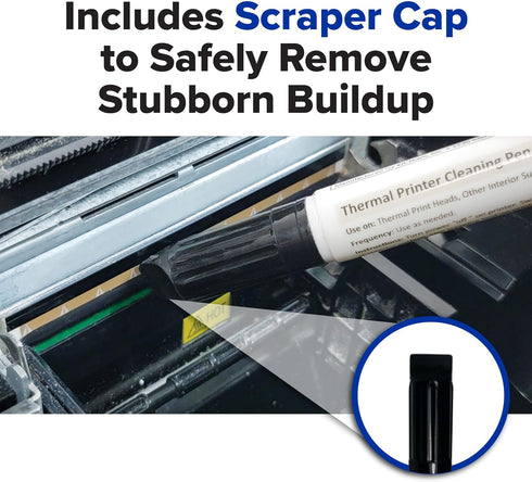 KICTeam Cleaning Pens for Thermal Printer Printheads & Electronics (12 Pens) - Includes Scraper Cap