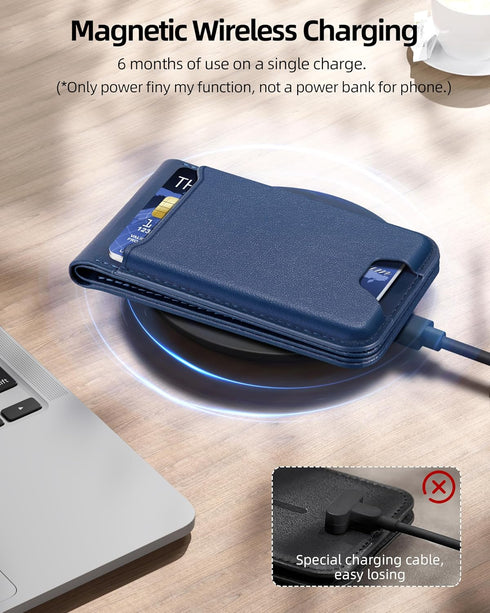 Magsafe Wallet for iPhone - Strongest Magnetic Wallet with Adjustable Stand, Works with Apple Find My, 6 Cards Holder,