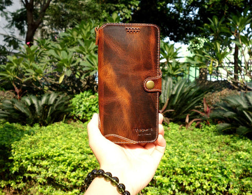 Yogurt S24 S24 Case for Samsung Galaxy Ultra, Genuine Leather Wallet Cover for Samsung Ultra, Handmade Dark Brown