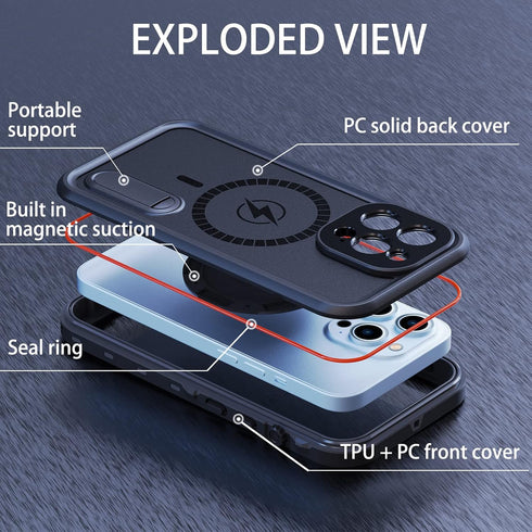 iPhone 13 Pro Max Waterproof Case, Full Body Rugged Case with Built-in Screen Protector, Military Grade Shockproof