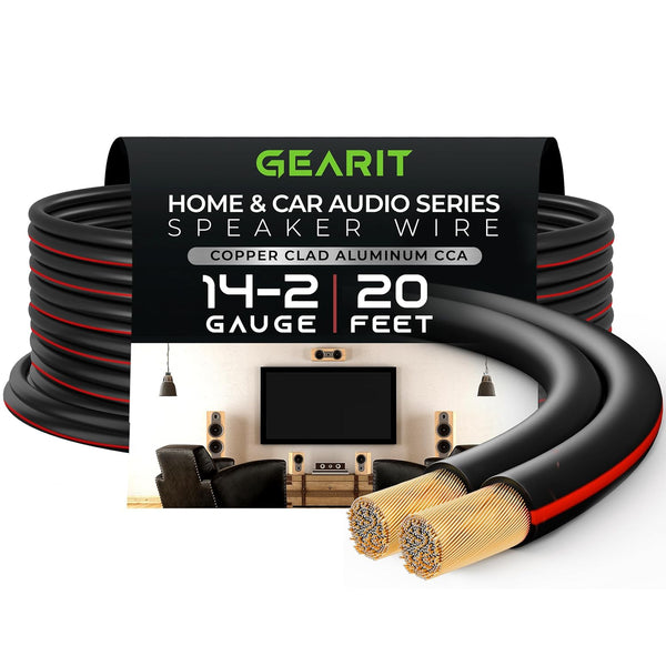 GearIT Pro Series 14AWG Speaker Wire Cable (20 Feet / 6.09 Meters) for Home Theater and Car Speakers
