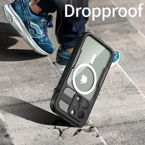 Ezanmull iPhone 14 Pro Waterproof Case with Built-in Screen Protector, Dustproof Shockproof DropProof Rugged Cover for