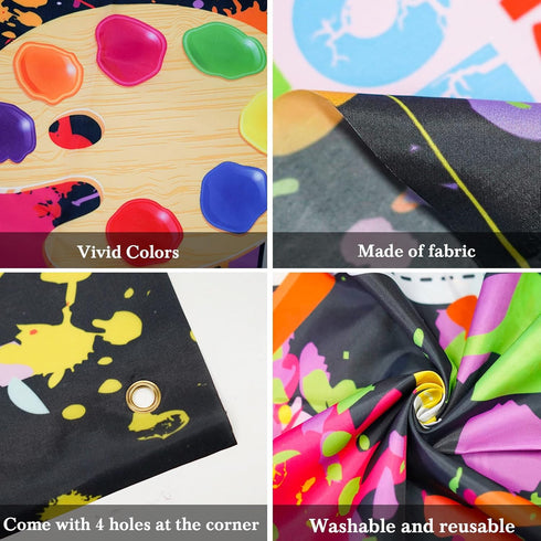 Mocsicka Art Paint Birthday Banner for Kids - Colorful Graffiti Splatter Art Photography Background