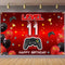 Level 11 Unlocked Backdrop Banner Decorations - Video Game Happy 11th Birthday for Boys Kids, Red and Black Level Up