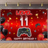 Level 11 Unlocked Backdrop Banner Decorations - Video Game Happy 11th Birthday for Boys Kids, Red and Black Level Up