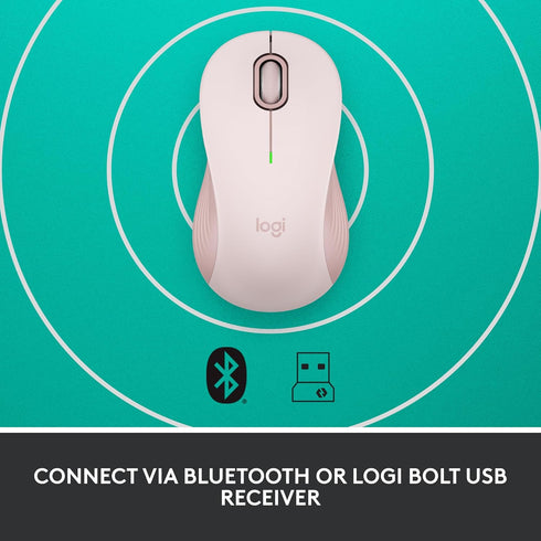 Logitech Signature M550 Wireless Mouse for Small to Medium Hands, 2-Year Battery, Silent Clicks, Bluetooth, Rose