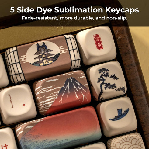XVX MOA Japanese Keycaps, Fugaku Brown Keycaps, 140 Keys PBT Dye Sublimation Custom Set for Mechanical Keyboards