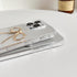 Simple 3D Bow Clear Soft Phone Case Compatible with iPhone (Gold, iPhone 15)