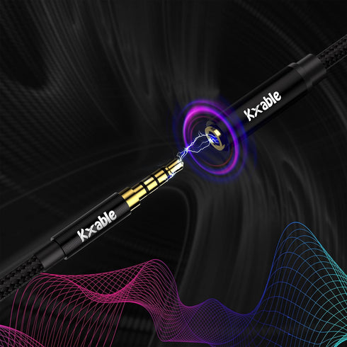 25FT 3.5mm Headphone Extension Cable, 4 Pole TRRS Male to Female Stereo Audio Cord, Nylon Braided, Microphone