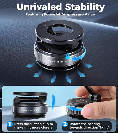 FLOBBER 360 Vacuum Magnetic Phone Holder for Car Adjustable Magsafe Car Mount - Compatible All Smart Device Phone