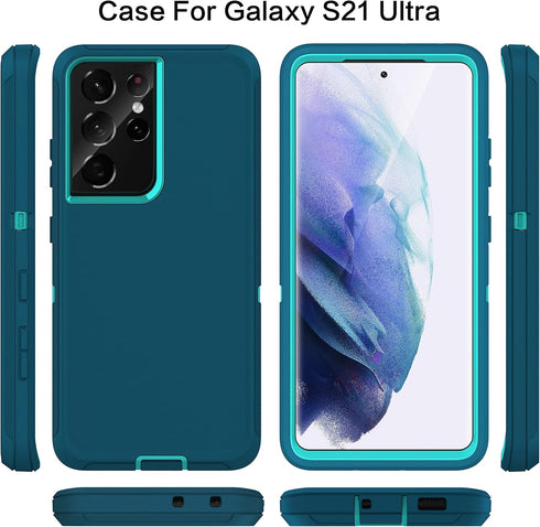 MXX Case Compatible with Galaxy S21 Ultra, 3-Layer Heavy Duty Body Bumper Cover for Samsung Galaxy S21 Ultra 5G