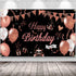 KOKAR Happy Birthday Decorations Banner, Large Black and Rose Gold Sign for Girls Women Birthday Party