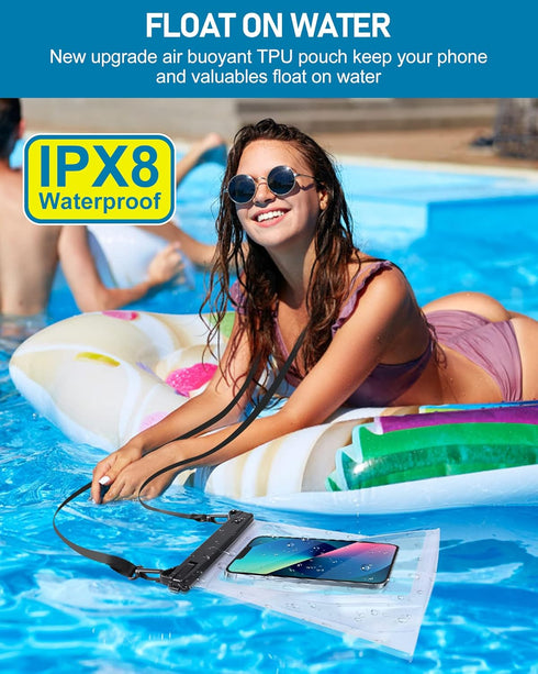 Large Waterproof Phone Pouch, Floating Dry Bag for iPhone 14 13 12 Pro Max, Galaxy S22 S21, Universal Dry Pouch for