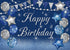 Navy Blue Happy Birthday Backdrop with Silver Glitter Balloons, Star Flag Sequins for Adult Birthday Party Decoration