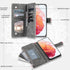 Asuwish Wallet Case for Samsung Galaxy S21 5G - 6.2" Flip Cover, Tempered Glass, Wrist Strap, Mandala Flower, Grey.