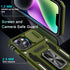 DEERLAMN iPhone 13 & 14 Case, Olive Green, Military Grade Shockproof, Slide Camera Cover + 2 Screen Protectors,