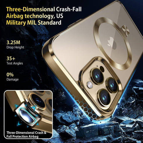 MagSafe Compatible CD Ring for iPhone 13 Pro Max - Slim Clear Case with Electroplated Bumper, Non-Yellowing Design.