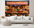 CHNYWORK 8x8ft Farmers Market Fruit Stall Photography Backdrop Red White Checkered Awning Fresh Produce Wooden Crates