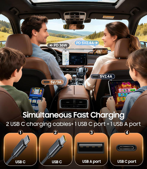 Temdan 69W 4 1 17 Retractable Car Charger, in Fast Charger USB C Car Truck Accessories for Men Women, Car Accessories