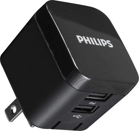 Philips Wall Charger Charging Kit, 2 Port, 12W, USB-A to USB-C, 6ft Braided for iPhone 12/11/Pro/Max/XS/XR/X/8, iPad