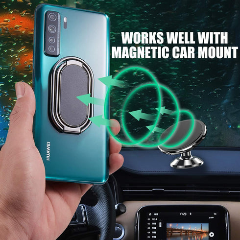 Phone Ring Holder Finger Kickstand, 360° Rotation Metal Grip Holder for Magnetic Car Mount