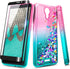 NZND Case for Cricket Icon 2 (2020) U325AC, Glitter Liquid Floating Waterfall Phone Case with Tempered Glass Protector