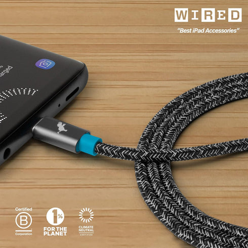 Nimble PowerKnit USB-C to USB-C Fast Charging Cable (3M, Durable Flex Fabric) for MacBook, Laptops, iPad Pro, Android