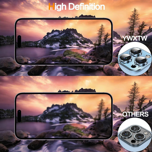YWXTW 3D Alloy Metal & Tempered Glass Camera Lens Protector for iPhone 13 Pro/Pro Max - Full Coverage, Sierra Blue.
