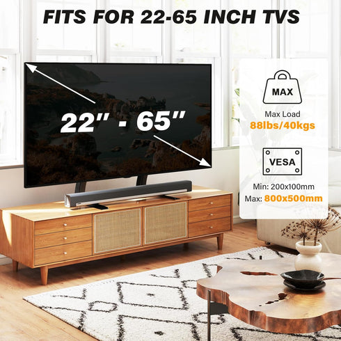 5Rcom 22 65 inch 88lbs, 800 500mm TV Stand Mount, Universal TV Stand Tabletop for to Plasma LCD LED Flat Screen TVs