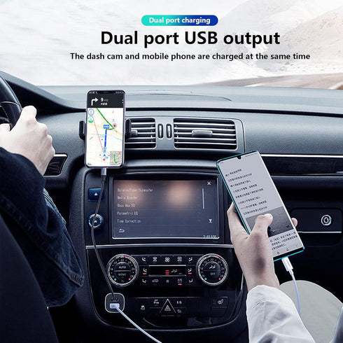 MEIRIYFA Dash Cam Power Cable, QC3.0 Fast Vehicle Car Charger with Dual USB Ports, Mini USB for Various Models of Car