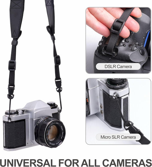 Padwa Lifestyle Adjustable Camera Strap - 1.5" Full Grain Leather Ends, Adjustable Neck Shoulder & Crossbody Strap