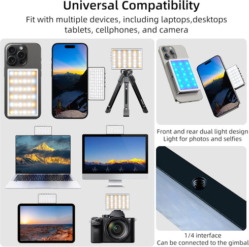 ITOTIN 2700-7500K, Magnetic Selfie Fill Light for Phone, LED Dual-Sided Portable Video Light, Compatible with iPhone