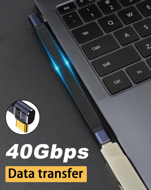 Poyiccot 5inch USB C Extension Cable, 240W Right Angle USB C Male to Female, 40Gbps Extender for Thunderbolt 4,