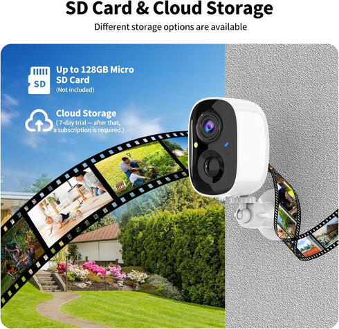Tziarp 2K 2-Way (2.4GHz UHD Smart Wireless Security Camera Indoor/Outdoor,Battery Powered WiFi Camera with Color Night