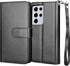 Njjex Wallet Case for Galaxy S21 5G - Black, 9 Card Slots, PU Leather, Detachable Kickstand, Magnetic Cover & Lanyard