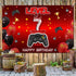 Level 7 Unlocked Backdrop Banner Decorations for Video Game On Happy 7th Birthday, Red and Black Theme