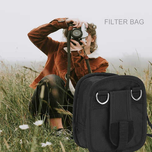 Bags for Cameras and Photographic Equipment, 9-Pocket Lens Filter Wallet Pouch Bag with Detachable Strap