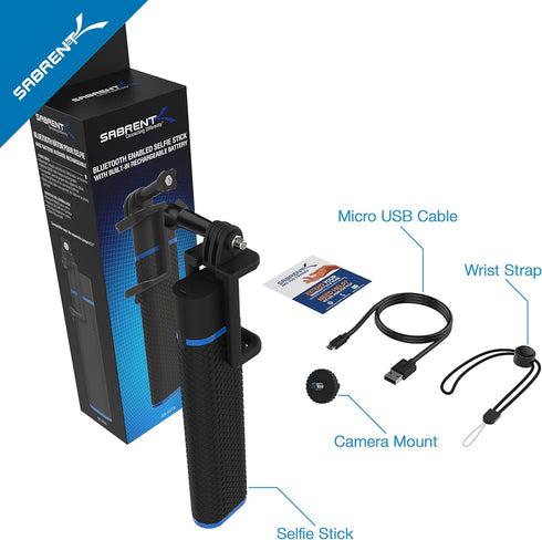 SABRENT 5200mAh Bluetooth Selfie Stick with Built in Battery Charger (GR-SSTK)