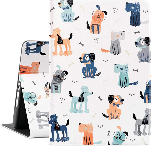 Case for iPad 9th, 8th, and 7th Generation, Multi-Angle Adjustable Stand, Auto Wake/Sleep, Dog Design