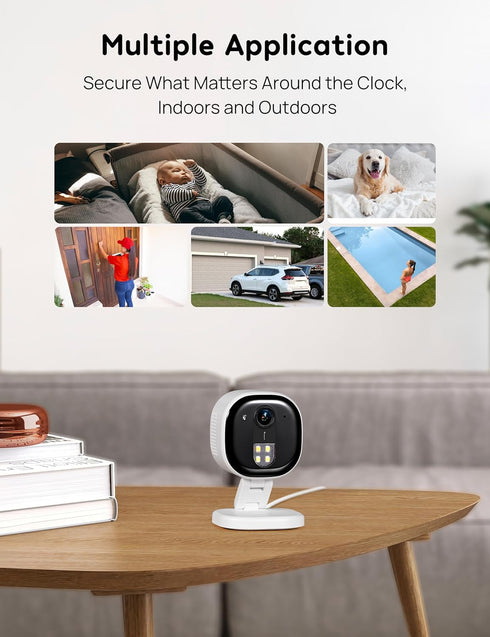 winees Wired 2K Wi-Fi Security Cameras for Home, 2.4G Indoor Camera, Human/Pet AI Detection, Color Night Vision