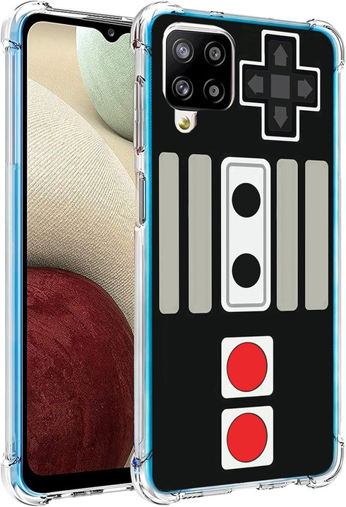 Hard PC Bumper Shockproof Clear Soft Slim Case for Samsung Galaxy A12 6.5inch, Retro Game Design
