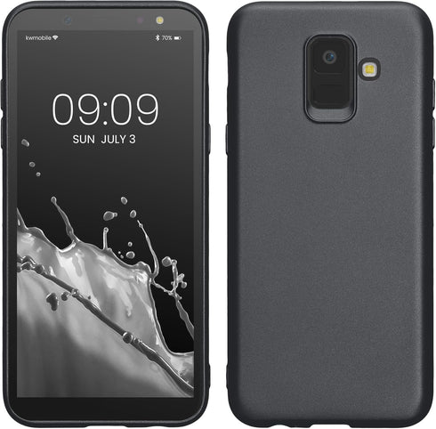 kwmobile Case for Samsung Galaxy A6 (2018) - Soft Slim Metallic TPU Silicone Cover - Metallic Grey