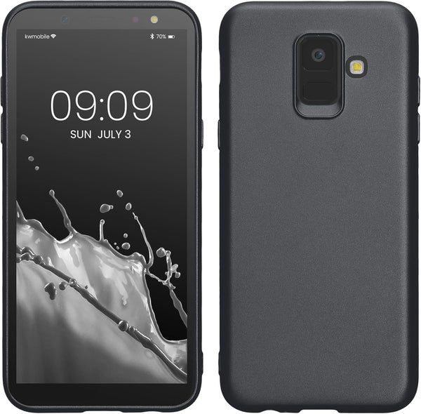 kwmobile Case for Samsung Galaxy A6 (2018) - Soft Slim Metallic TPU Silicone Cover - Metallic Grey