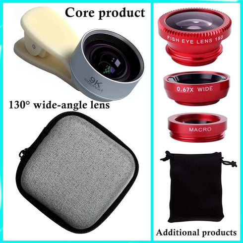 Generic Wide-Angle Macro Fish-Eye Camera Lens Kit, for Smart Phones, Tablet Computers, ipad Laptop.External Expansion