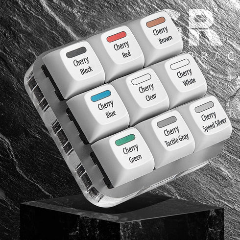 Cherry MX Key Switch Tester Mechanical Keyboard Sampler Tool Kit with Puller and O Rings (9-Key Printed PBT Keycap)