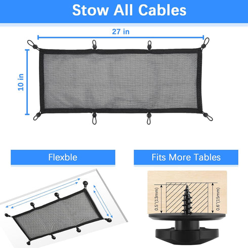 Cable Management Net Under Desk Kit, ZZM Privacy Mesh Wire Manager, Large Capacity Cord Organizer Net for Office, Home,
