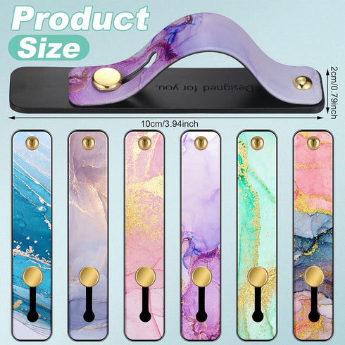 6 Pieces Telescopic Phone Strap Grip Holder, Universal Kickstand for Most Smartphones (Bright Marble)