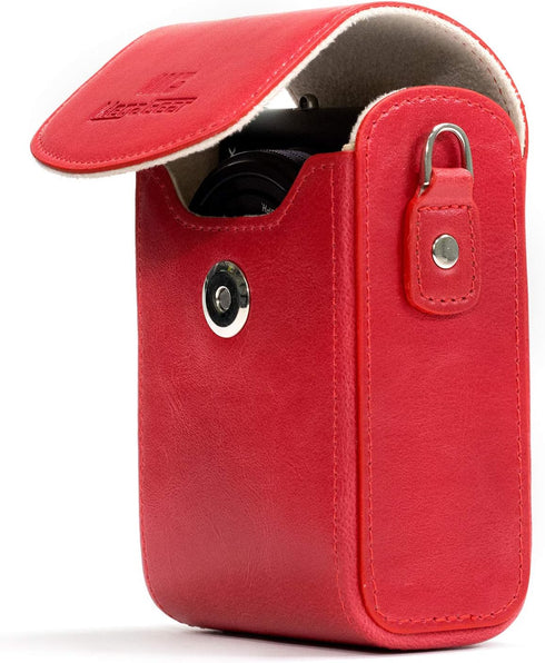 MegaGear Leather Camera Case with Strap for Panasonic Lumix DC-ZS80, DC-ZS70, DMC-LX10, DMC-ZS60, DMC-ZS100, Red
