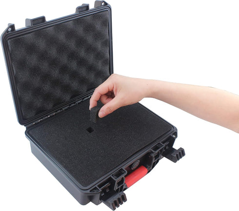 Weatherproof IP67 Hard Case with Customizable Foam for Pistol, GoPro, Camera Accessories, Black, 11 x 9 x 4 Inches